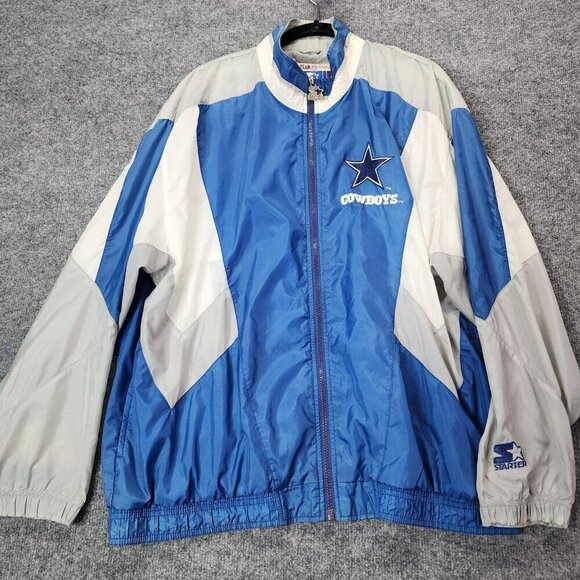 Vintage Starter Dallas Cowboys Windbreaker Men's Large Blue NFL Football Jacket - Picture 2 of 16
